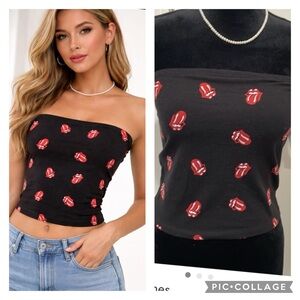 “The Rolling Stones” strapless top